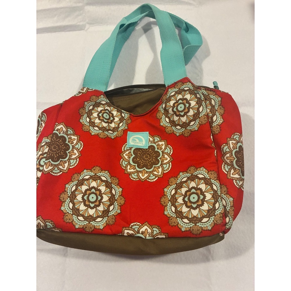 Igloo Insulated Lunch Tote Bag Red Teal Mandala Floral Boho Soft Cooler Zipper